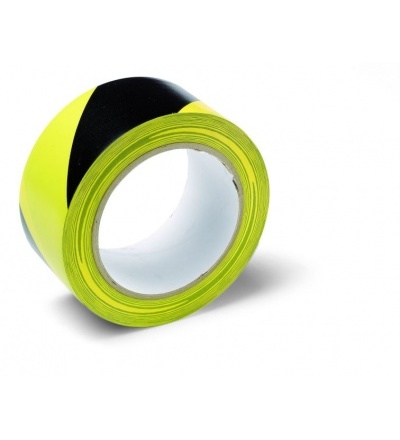 Páska výstražná, lepící, PVC, černo – žlutá, 50 mm x 33 m 701303
